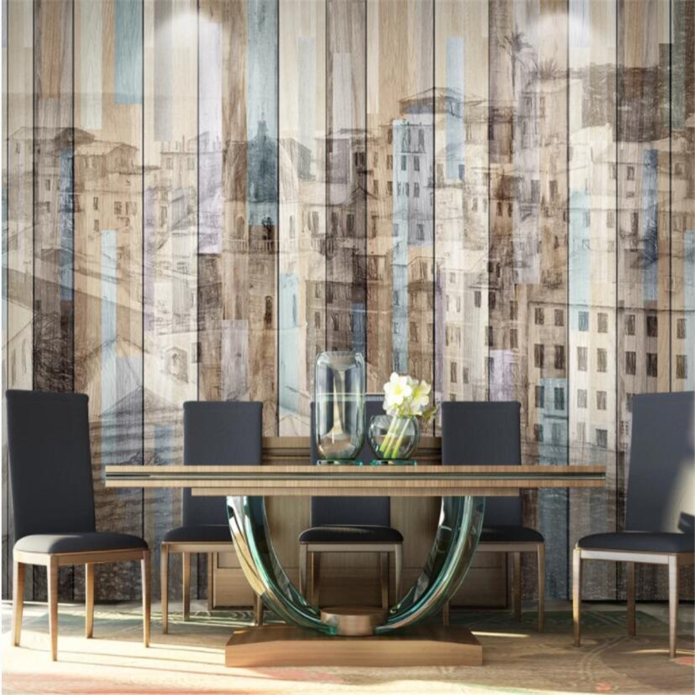 Custom Mural Wood Restaurant Cafe Background wall papers home decor Home Decoration Wallpaper
