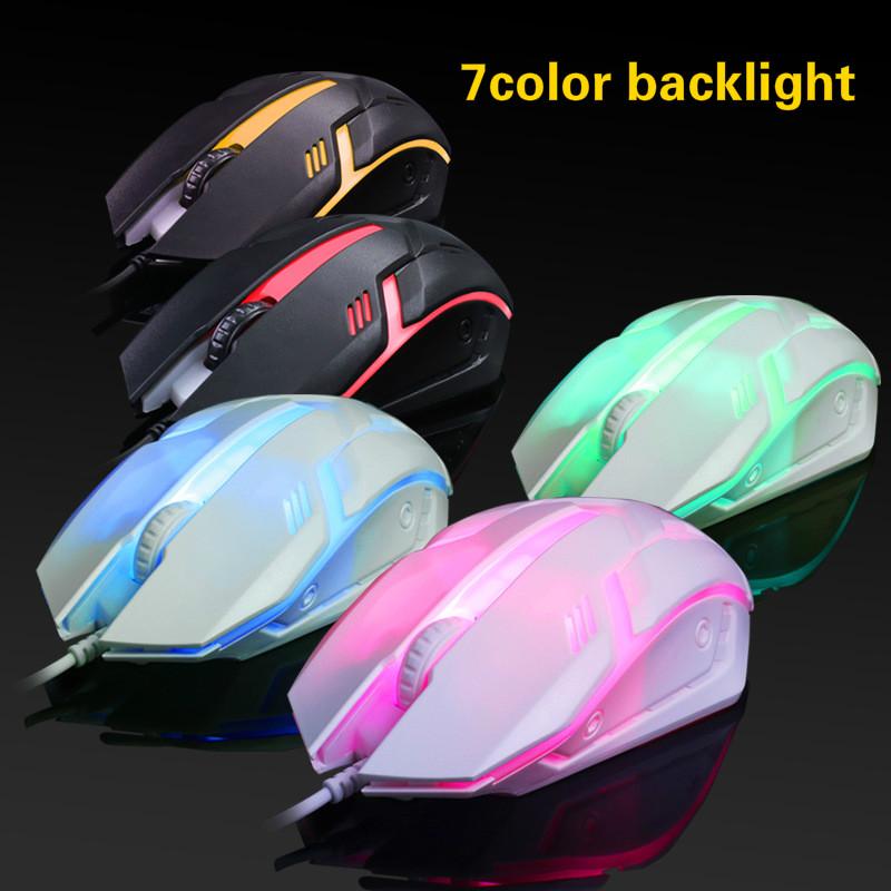 

New 7-color LED backlit gaming mouse USB wired computer mouse 2000dpi optical ergonomic notebook PC gaming