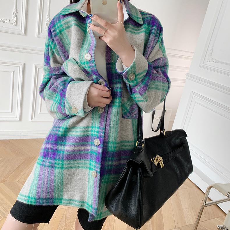 Women Woolen Plaid Coat Turn-Down Collar Single-Breasted Outwear Top Female Autumn Winter Casual Jacket, Pink
Women Woolen Plaid Coat Turn-Down Collar Single-Breasted Outwear Top Female Autumn Winter Casual Jacket, Pink