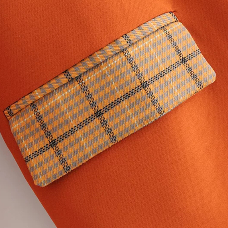 2019 Spring Fashion Women Casual Contrast Color Blazers Chic Patchwork Jackets Plaid Ladies Notched Collar Suits Coats Tops T200817