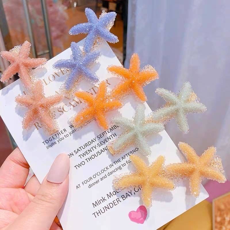 Sweet Romantic Barrette Crystal Starfish Hairclip Department Rhinestone Bangs Clip Hairpin Side Hair Accessorie 7 colors