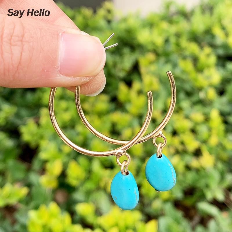 Hoop & Huggie SAY HELLO Boho Turquoises Metal Inlaid Stone Earrings Delicate Alloy Tassel Dangle Jewelry Women E10119
Hoop & Huggie SAY HELLO Boho Turquoises Metal Inlaid Stone Earrings Delicate Alloy Tassel Dangle Jewelry Women E10119