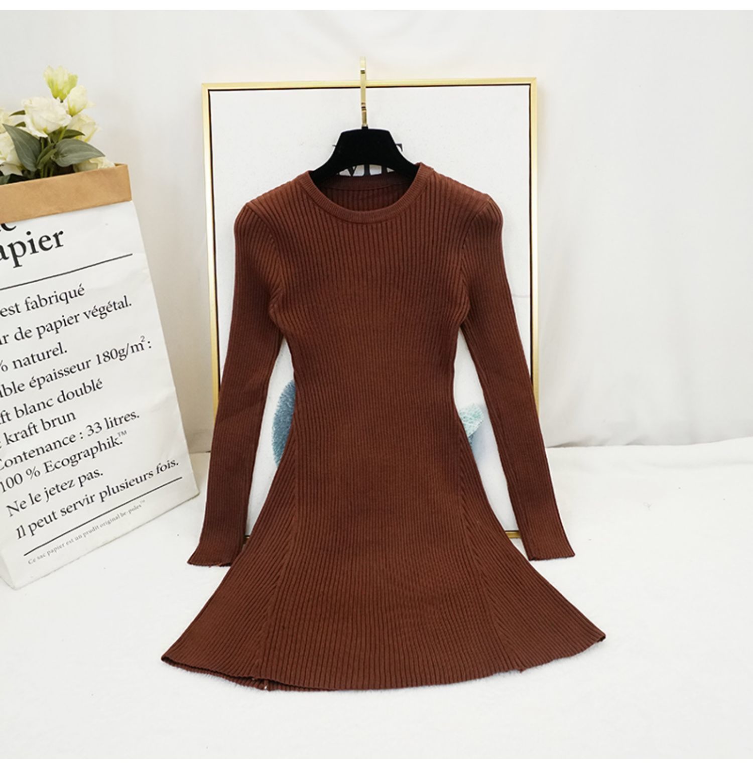 New Women Vintage Dress Auutmn Winter Long Sleeve Slim A Line Short Sweater Dresses Eleagnt Ladies Knitted Robe Vestidos Mujer 201029