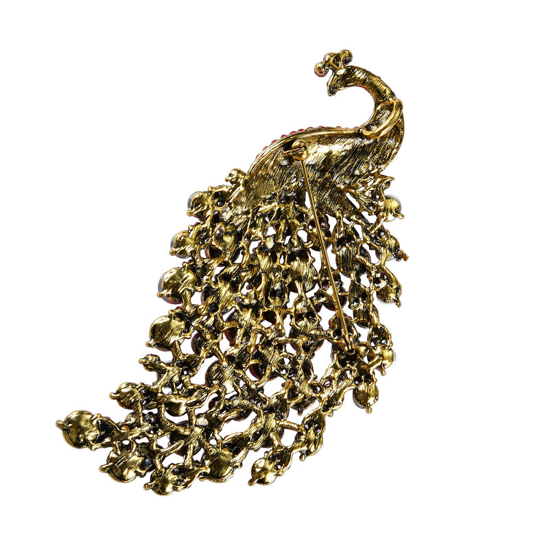 Deshow Colorful Peacock Brooches For Women Large Bird Brooch Pin Vintage Fashion Accessories High Quality Ne 201009
