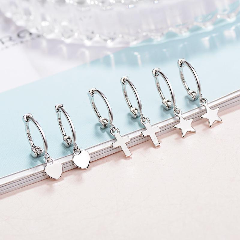 Elegant Fashion Heart Cross Star Shapes Drop Earrings For Women Brincos 925 Sterling Silver Dangle Earring Jewelry Wholesale
Elegant Fashion Heart Cross Star Shapes Drop Earrings For Women Brincos 925 Sterling Silver Dangle Earring Jewelry Wholesale