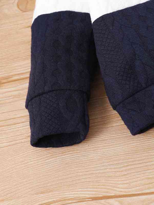 Baby Color Block Cable Textured Pullover & Sweatpants SHE