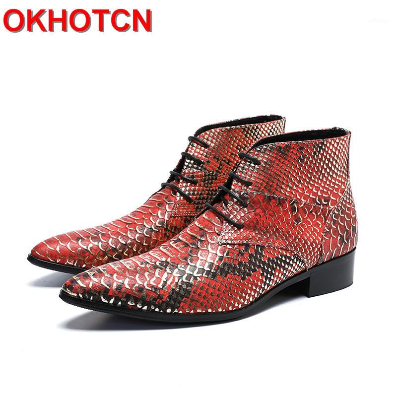 Spring Autumn Mens Boots Casual Genuine Leather Boots Men Lace Up Pointed Toe Worker Shoes Bling Red Blue Snakeskin Pattern Boot1
Spring Autumn Mens Boots Casual Genuine Leather Boots Men Lace Up Pointed Toe Worker Shoes Bling Red Blue Snakeskin Pattern Boot1