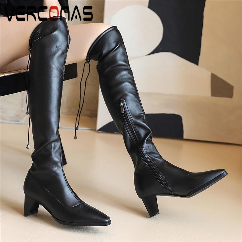 VERCONAS Concise Fashion Women Over-The-Knee Boots Autumn Winter High Heels Shoes Woman Genuine Leather Narrow Band Long Boots, Mibair 
VERCONAS Concise Fashion Women Over-The-Knee Boots Autumn Winter High Heels Shoes Woman Genuine Leather Narrow Band Long Boots, Mibair