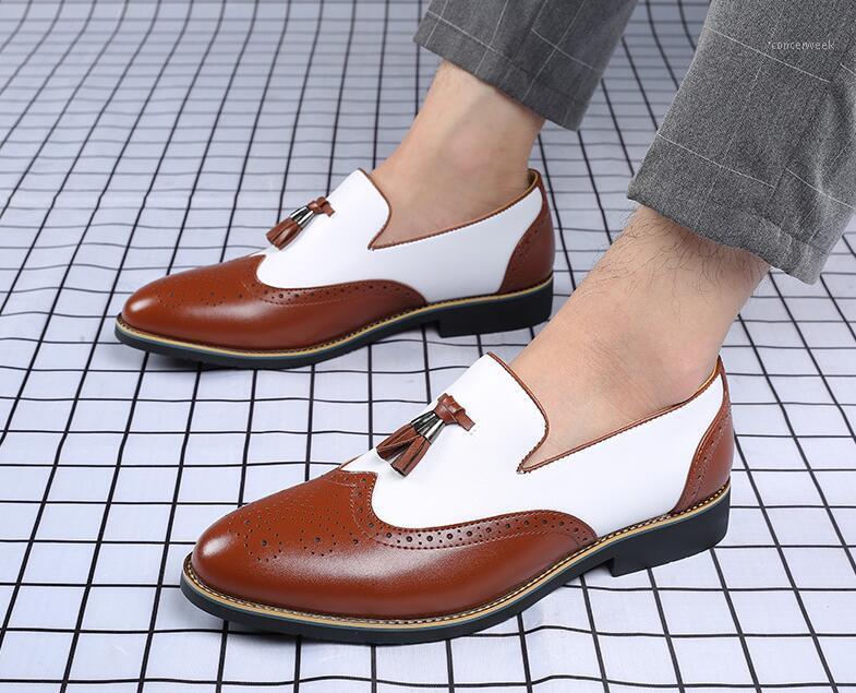 

British fashion Men Tassel brogues gentleman shoes oxford Formal Male Wedding prom Homecoming Shoes Sapato Social Masculino1, A2