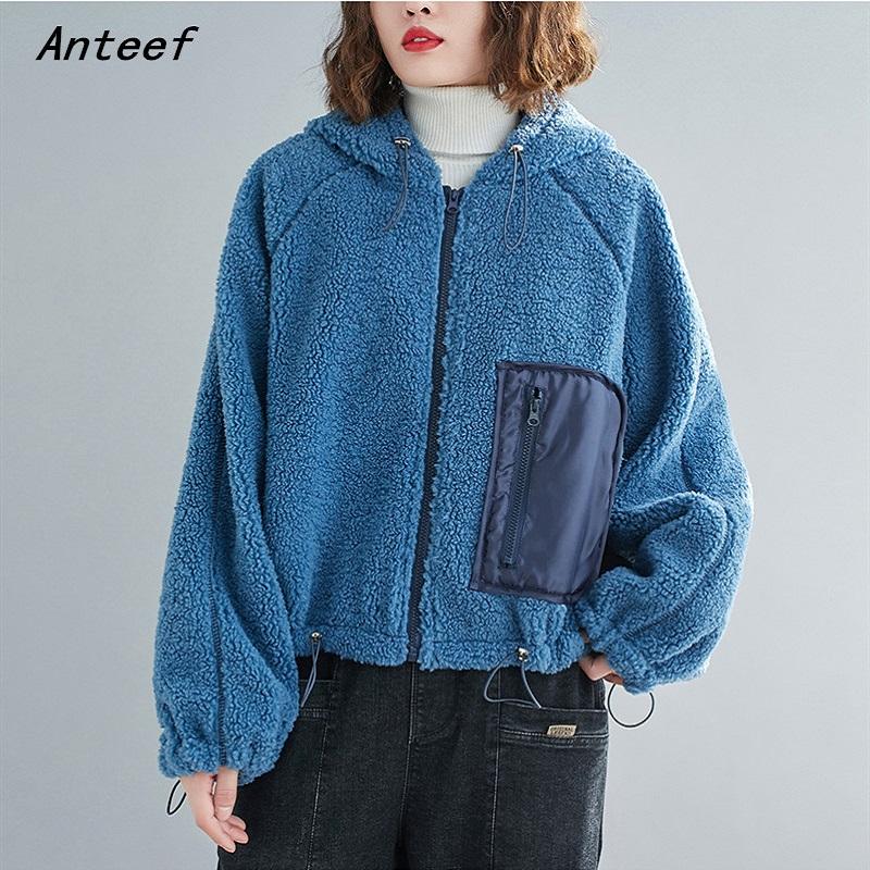 plus size wool vintage hooded casual loose autumn winter faux fur coat women 2020 woman jacket, Blue
plus size wool vintage hooded casual loose autumn winter faux fur coat women 2020 woman jacket, Blue