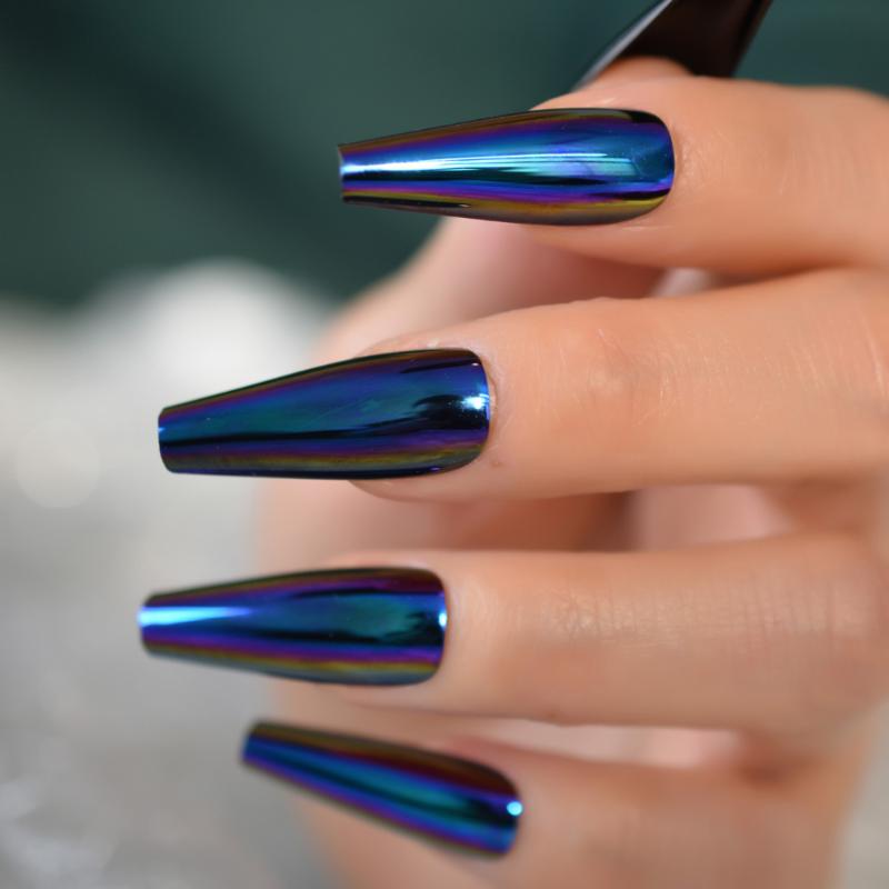Super Long Holo Blue Purple Fake Nails Coffin Mirror Chrome Press on Ballerina Acrylic False Cosplay Party Salon Nails Tips, L5801
Super Long Holo Blue Purple Fake Nails Coffin Mirror Chrome Press on Ballerina Acrylic False Cosplay Party Salon Nails Tips, L5801