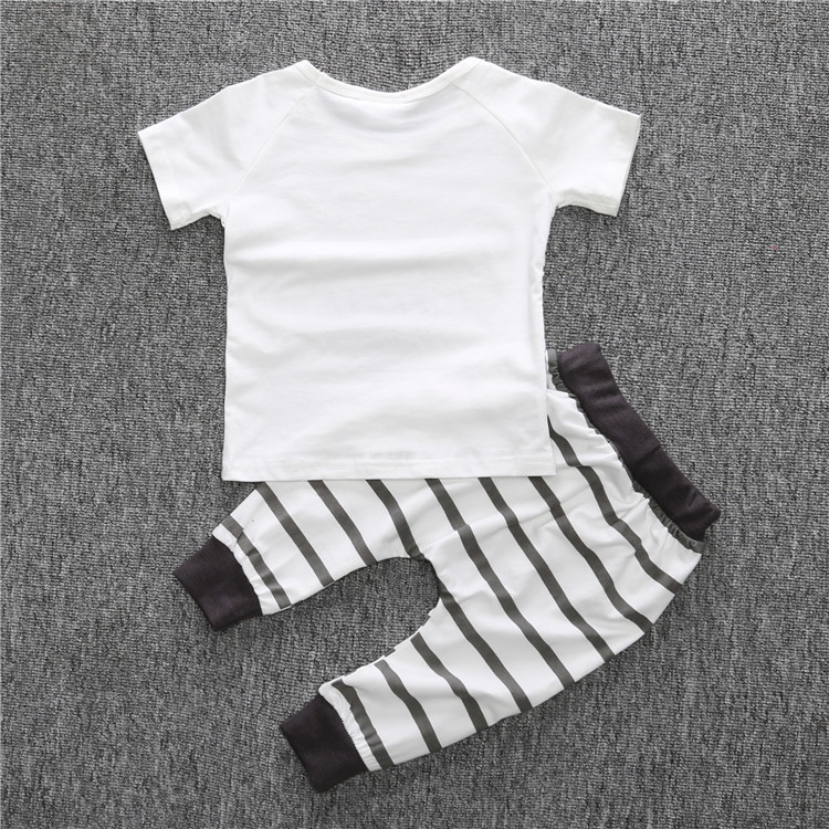 Retail 2020 new baby boy clothes set 2pcs Cartoon lion and cat T-shirt with short sleevess+pants baby summer clothes Y1105