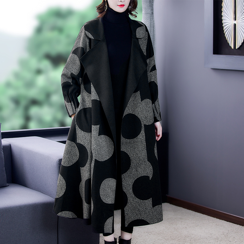 Women's Trench Coats European Style Fashion Ladies Streetwear Printed loose Casual Windbreakers Long Clothes