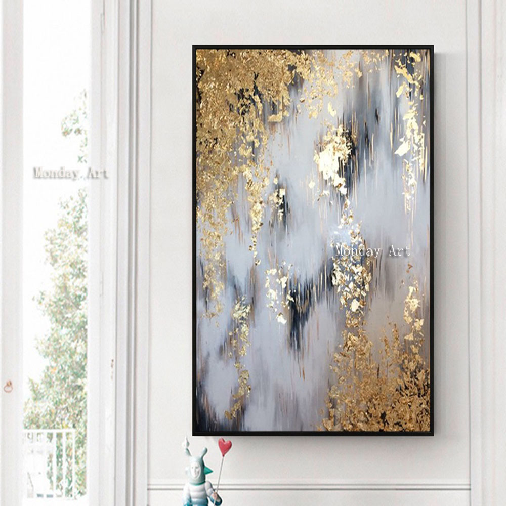 Hand painted Modern Abstract canvas Oil Paintings Abstract gold Oil Painting picture Living Room home Decoration wall paintings LJ201128
