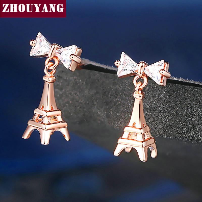 Dangle & Chandelier ZHOUYANG Drop Earrings For Women Eiffel Tower Shape Unique Bowknot Crystal Rose Gold Silver Color Gift Fashion Jewelry D
Dangle & Chandelier ZHOUYANG Drop Earrings For Women Eiffel Tower Shape Unique Bowknot Crystal Rose Gold Silver Color Gift Fashion Jewelry D