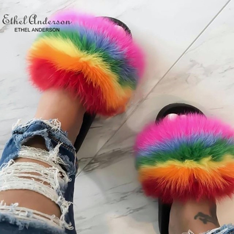 ETHEL ANDERSON Womens Real Fox Raccoon Slippers Slides Summer Beach Flip Flops Casual Cute Fur Sandals Plush Shoes Y200628, Natural raccoon fur
ETHEL ANDERSON Womens Real Fox Raccoon Slippers Slides Summer Beach Flip Flops Casual Cute Fur Sandals Plush Shoes Y200628, Natural raccoon fur