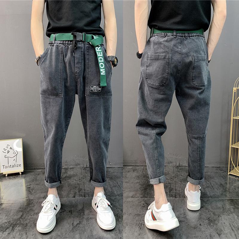 New 2020 Fashion men' grey blue feet elastic waist teenagers pants Slim denim ankle length pants stretch low-end harem, Gray
New 2020 Fashion men' grey blue feet elastic waist teenagers pants Slim denim ankle length pants stretch low-end harem, Gray
