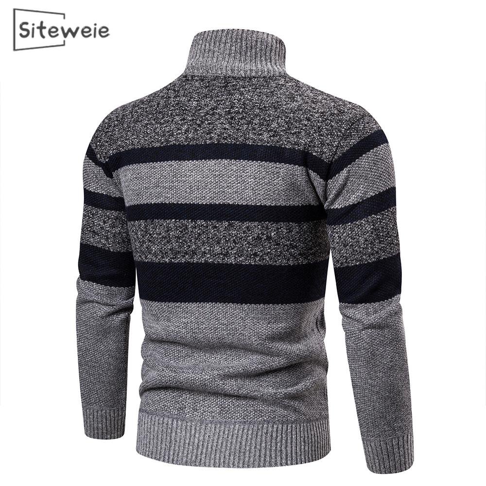 SITEWEIE Men Trendy Zipper Cardigan Long-sleeve Knitted Casual Turtleneck Sweaters Fall Winter Men Outdoor Sports Tops L470 201118