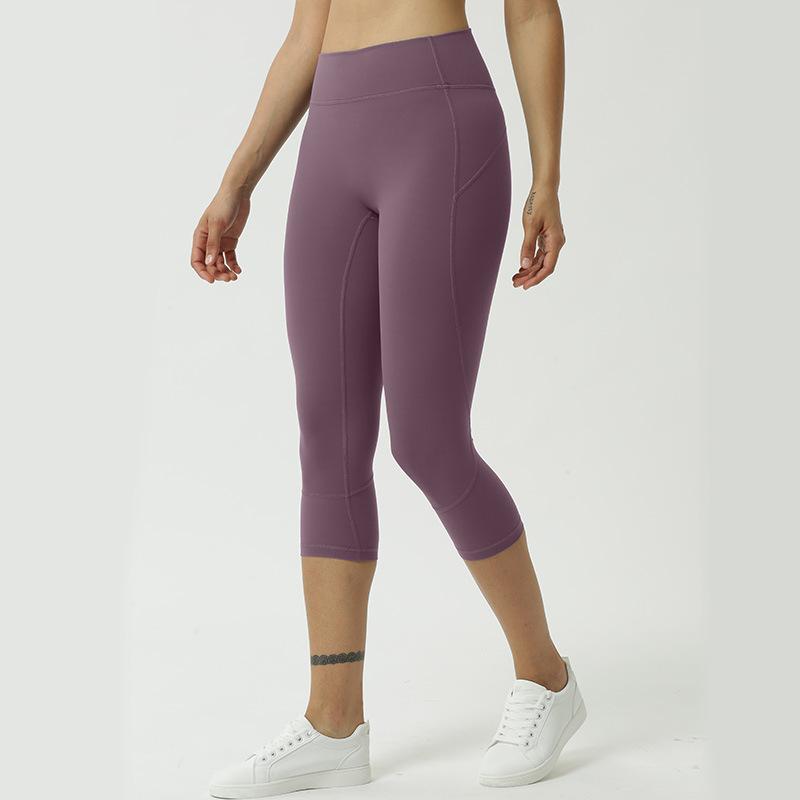 Summer new high waist Yoga Pants women's double face nude yoga Qifen pants without embarrassing line hip lifting points, Black 
Summer new high waist Yoga Pants women's double face nude yoga Qifen pants without embarrassing line hip lifting points, Black