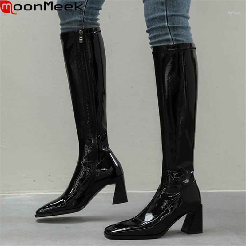 MoonMeek 2020 Knee high boots genuine leather black color ladies shoes winter black color simple fashion women boots1, Black cowhide
MoonMeek 2020 Knee high boots genuine leather black color ladies shoes winter black color simple fashion women boots1, Black cowhide
