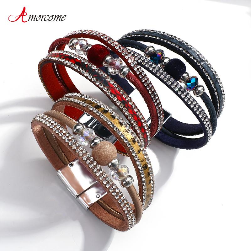 Amorcome Fashion Women Multi Rows Rhinestone Fur Ball PU Lather Bracelet Bangle Big Crystal Snake Skin Leopard Bracelets Jewelry
Amorcome Fashion Women Multi Rows Rhinestone Fur Ball PU Lather Bracelet Bangle Big Crystal Snake Skin Leopard Bracelets Jewelry