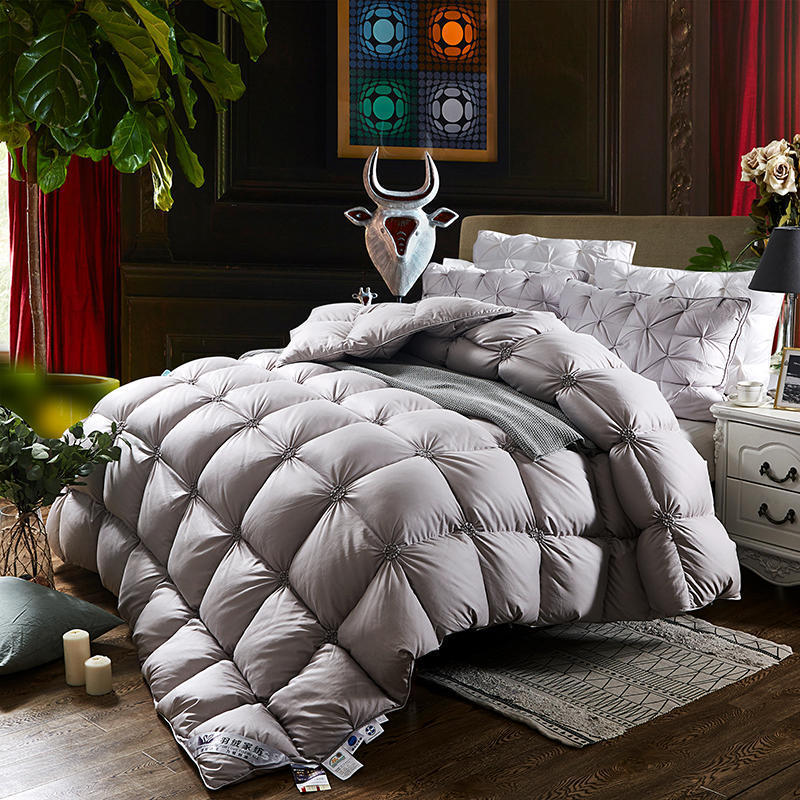 100%Goose Down White Grey Comforter Bedding set King Queen Full size Bed Quilt set Bedspread Duvet Throw Blanket edredon colcha LJ201016