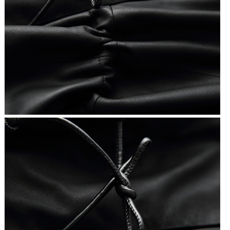 Women's Clothing Great Texture Women Loose Casual Genuine Leather Jacket Female Imported Frosted Sheepskin Drawstring Waist Coat 201030
