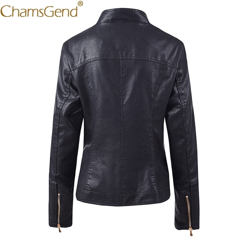 Free Shipping Women Leather Jackets Motor Bike Style Stand Collar Zipper Warm Coat Woman Solid Slim Jacket Fashion Outwear 9817 201020