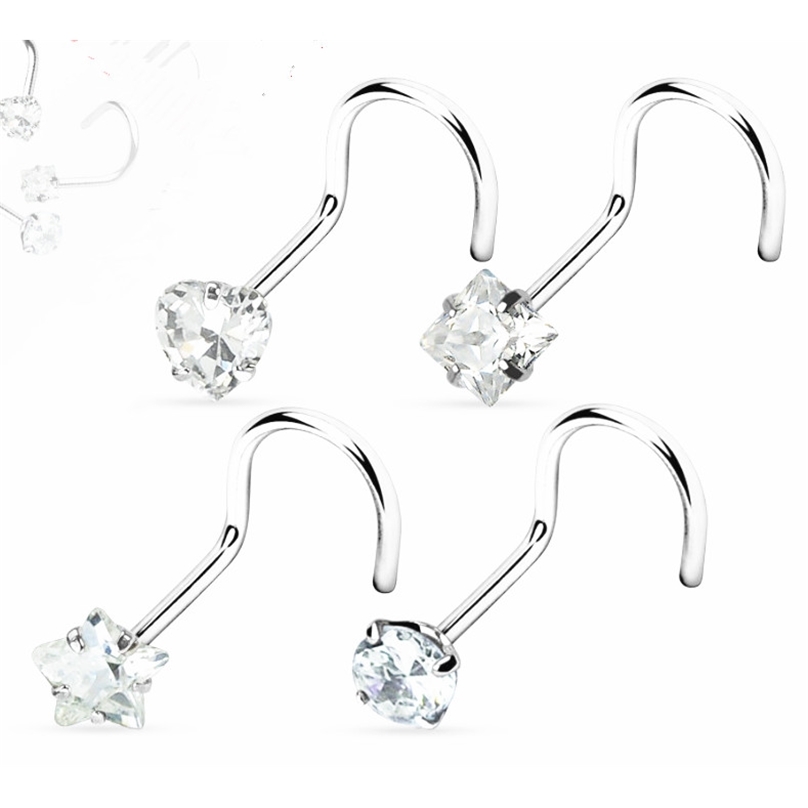 50pcs/Lot CZ Nose Stud Screw Steel Ring Piercing Shine Heart/Square/Round/Star 20G 220228
50pcs/Lot CZ Nose Stud Screw Steel Ring Piercing Shine Heart/Square/Round/Star 20G 220228