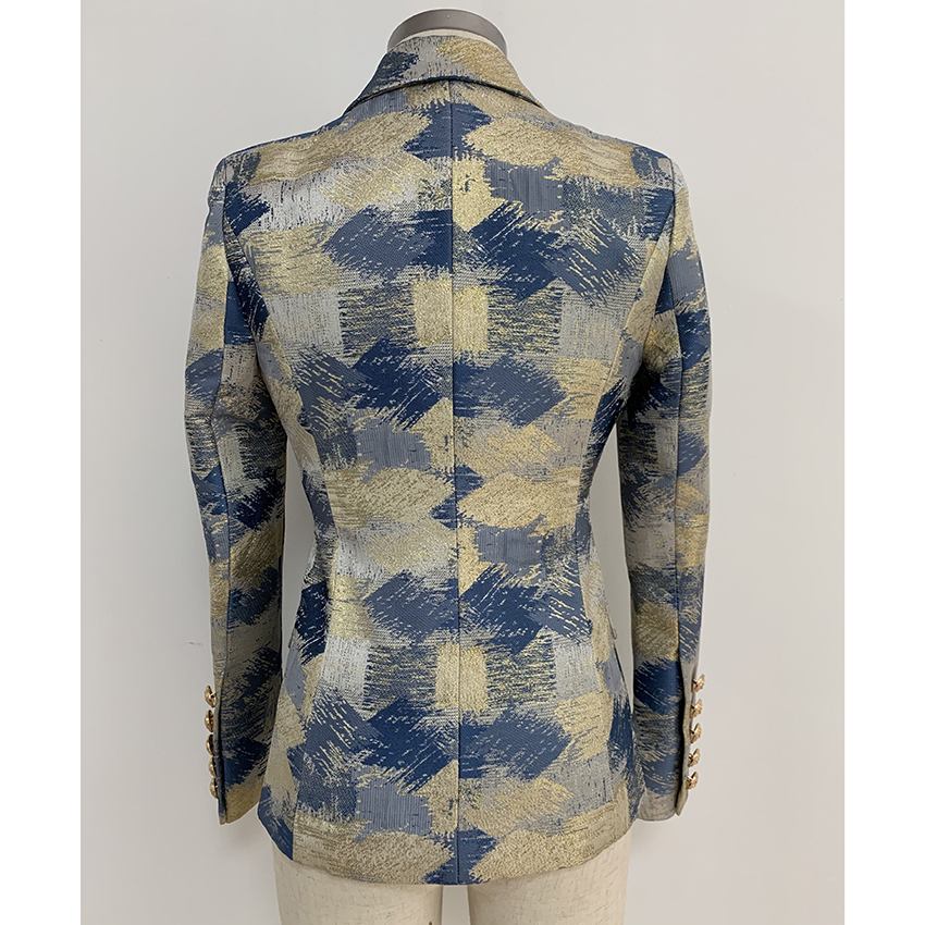 PYJTRL Women Fashion Blazer Jacket Double Breasted Colors Painting Jacquard Blazer 201114