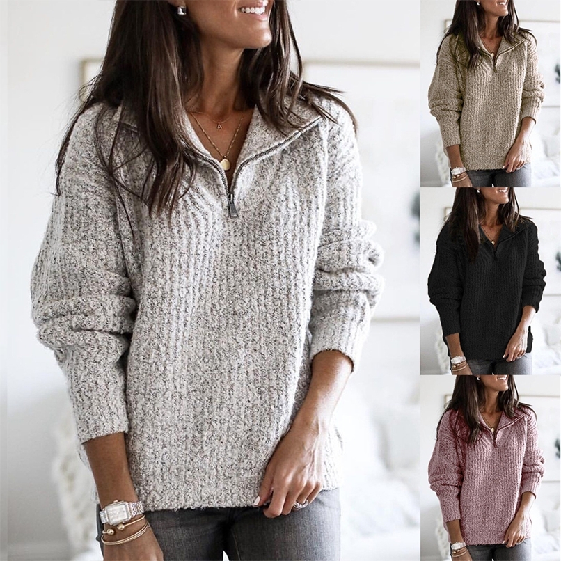 Women Sweaters Spring Autumn Long Sleeve Loose Thin Sweater Zipper Pullover Sweaters Fashion Korean Style Knitwear Plus Size 5XL 201221