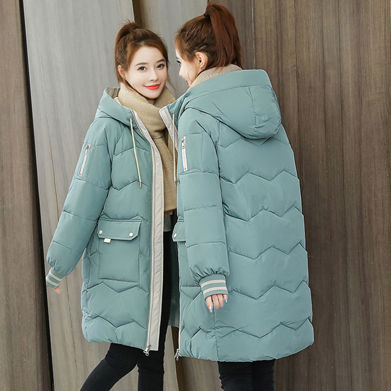 Winter midlong Women jacket New Casual thick warm midLong Hooded parkas Jackets female pocket sintepon snow coats S3XL 200928