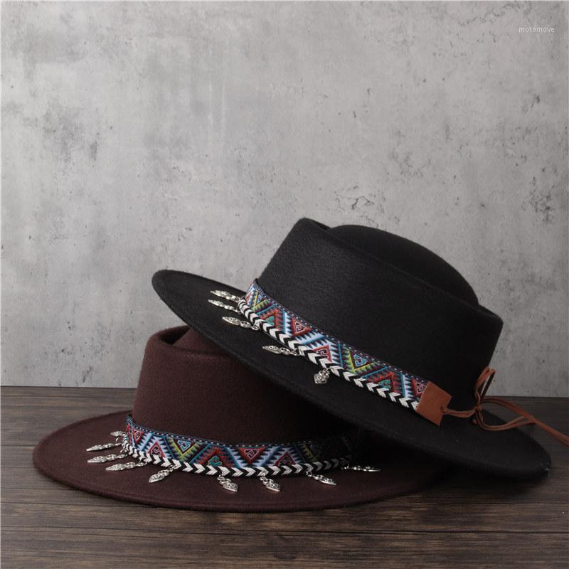 Women Wool Fedora Hat Lady Tassel Pork Pie Hat Flat Bowler Porkpie Top Jazz Size56-58CM1, Black
Women Wool Fedora Hat Lady Tassel Pork Pie Hat Flat Bowler Porkpie Top Jazz Size56-58CM1, Black