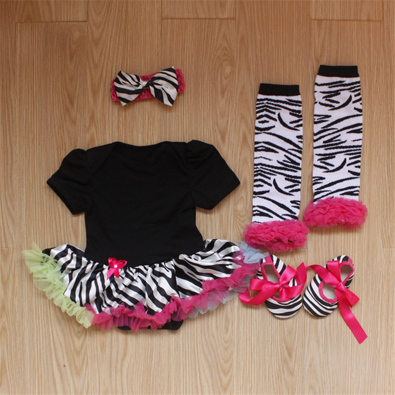 0-12 Months Newborn Baby Girl Romper Dress 4pcs Clothes Set Head Accessories Shoes Socks Outfits summer romper baby Costume Y1221
