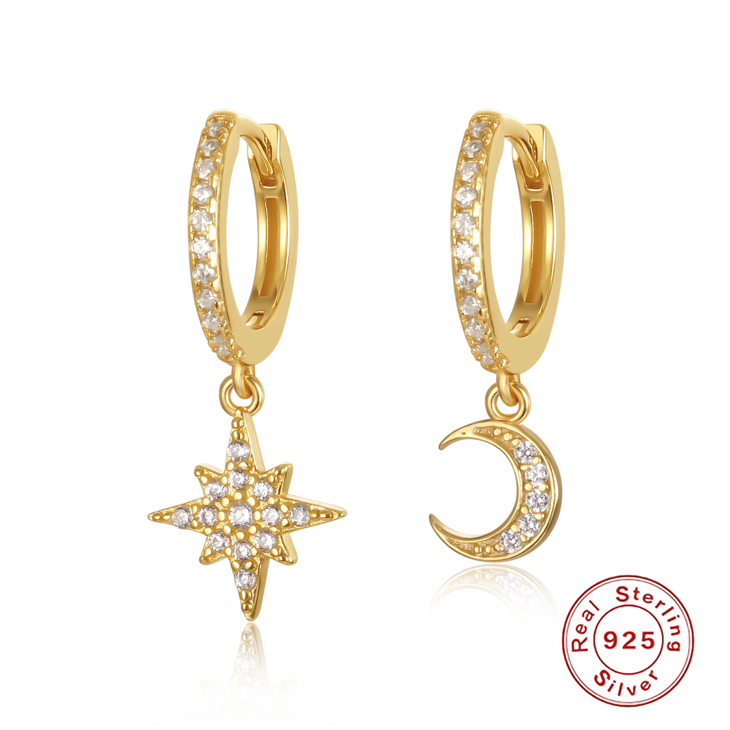 925 sterling silver jewelry designer earrings S925 Sterling Silver Star Moon Earrings Christmas Earrings female asymmetric luxury jewelry
925 sterling silver jewelry designer earrings S925 Sterling Silver Star Moon Earrings Christmas Earrings female asymmetric luxury jewelry