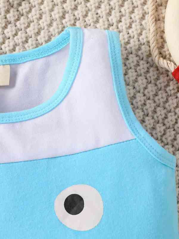 Baby Colorblock Cartoon Graphic Jumpsuit SHE