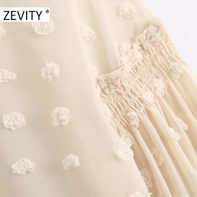 ZEVITY women fashion dot stitching appliques casual smock blouse office ladies lantern sleeve chiffon shirts blusas tops LS7194 201201