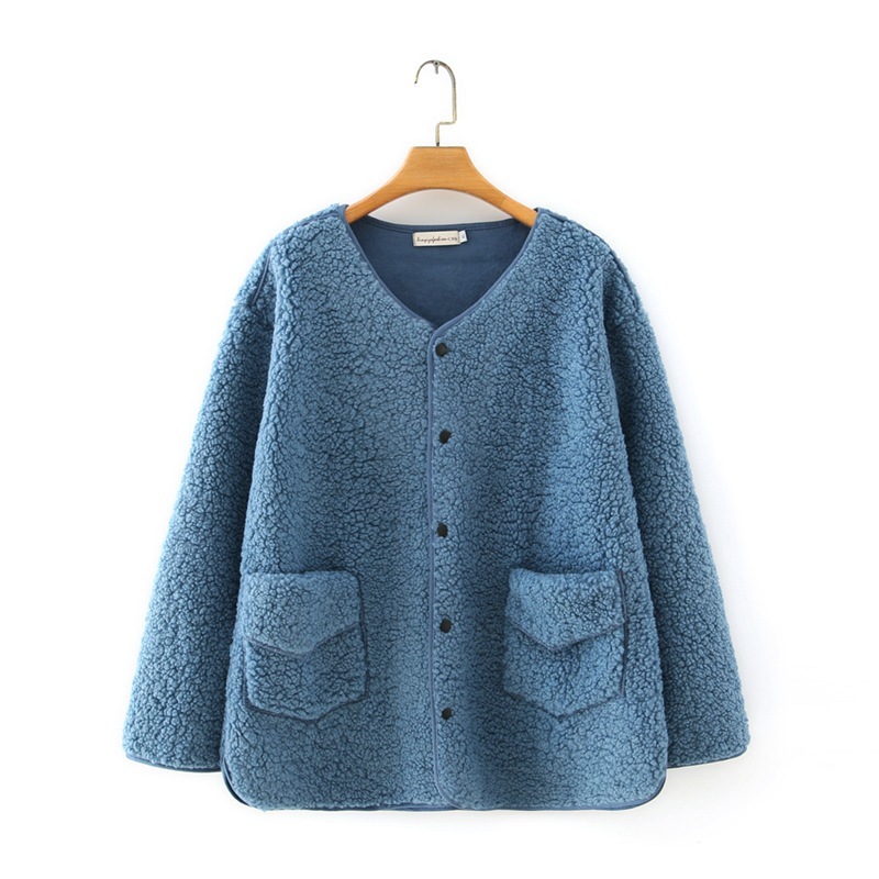 Size -4xl Plus Autumn Coats of Female Lamb Wool Stylish Long Sleeve Outerwear with Pockets Q6e5, Blue
Size -4xl Plus Autumn Coats of Female Lamb Wool Stylish Long Sleeve Outerwear with Pockets Q6e5, Blue