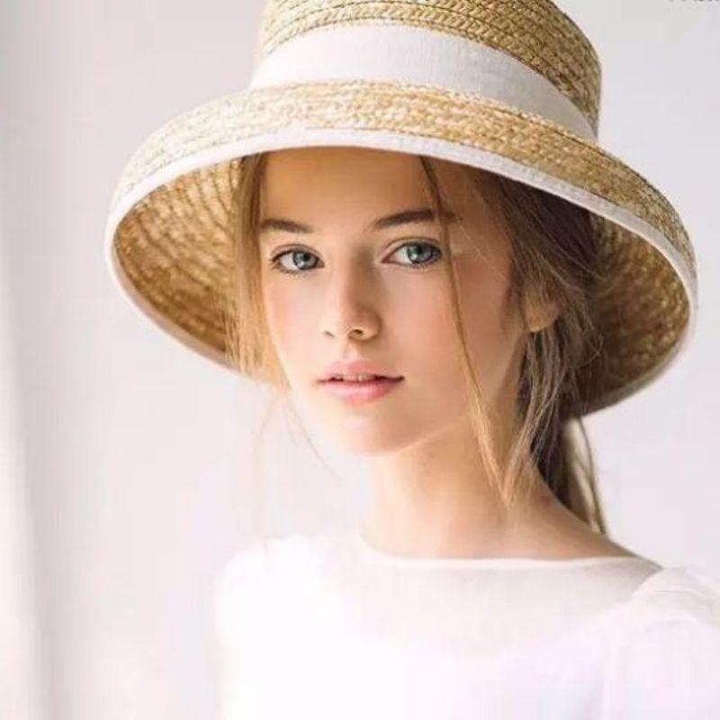 French women's white edging retro straw bell-shaped small basin hat foreign trade original sunshade vacation beach straw hat, Black
French women's white edging retro straw bell-shaped small basin hat foreign trade original sunshade vacation beach straw hat, Black