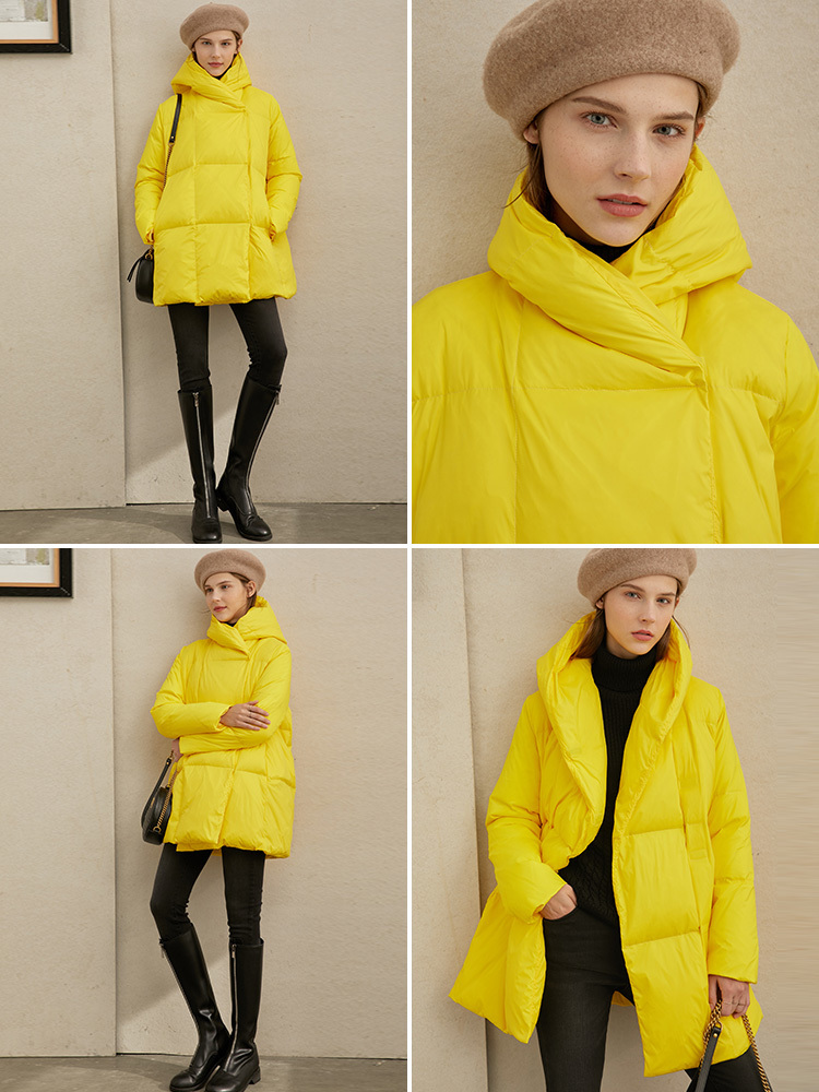 Amii Winter Women 90% White Duck Down Coat Female Casual Solid Loose Thick Hooded Jackets 11960124 201029