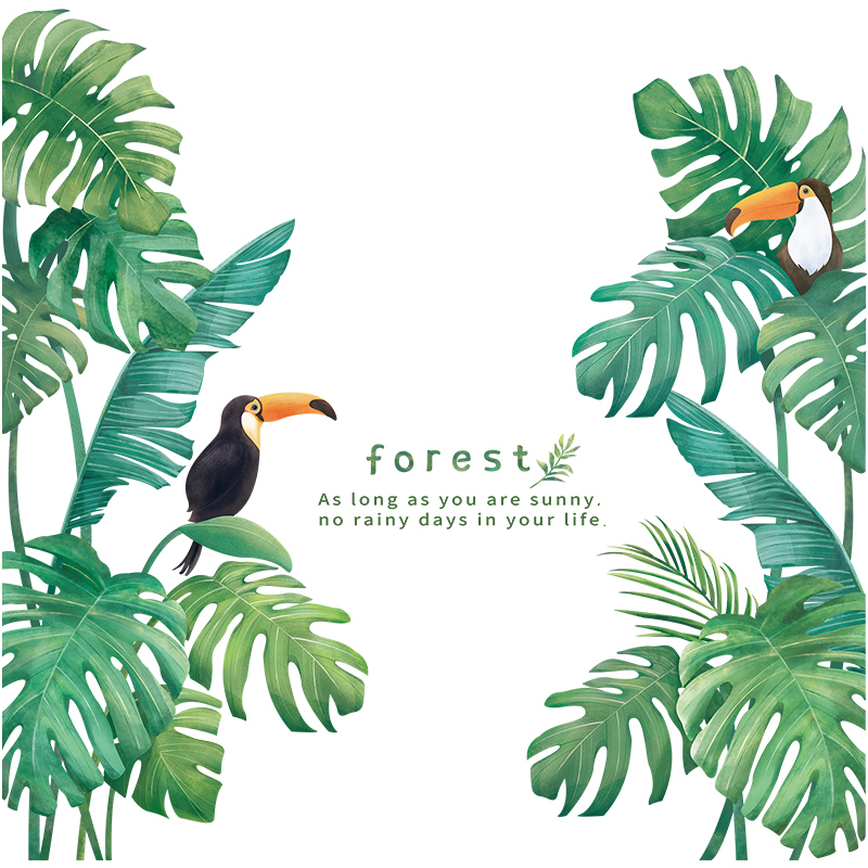 Tropical Leaf Wall Sticker DIY Fresh Green Life Art Decal Door Wall Decoration for Living Room Kitchen Home Decor Room Murals LJ201128