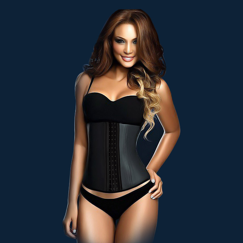 2 Layers 9 Steel Boned latex waist trainer Waist Training Corsets Latex Waist Cincher Slimming 9079
