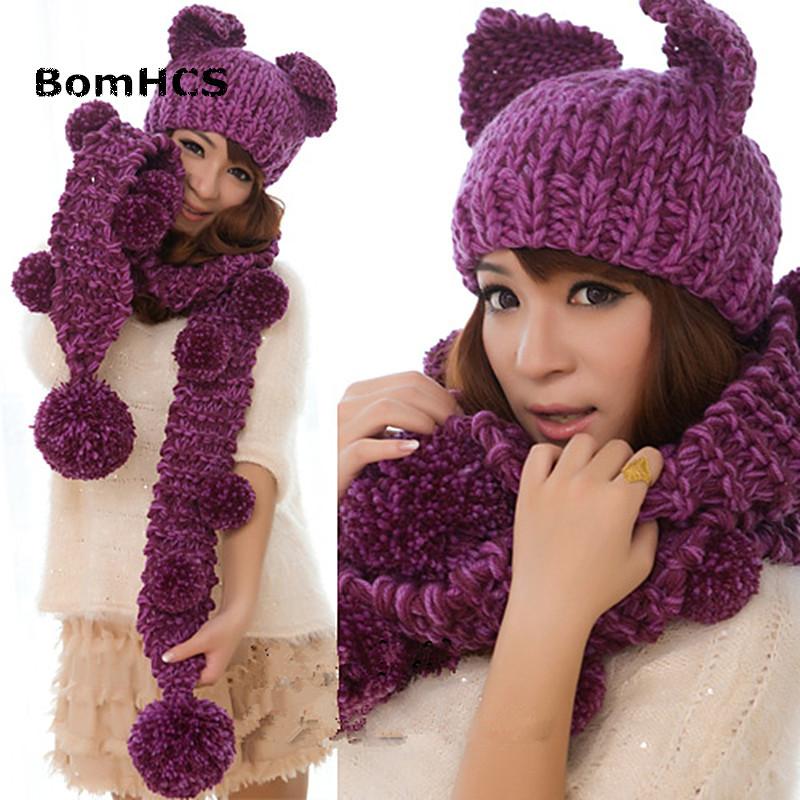 BomHCS Cute Ears Very Warm Women's Winter Handmade Knitted Hat Beanie & Scarf with Pom
BomHCS Cute Ears Very Warm Women's Winter Handmade Knitted Hat Beanie & Scarf with Pom