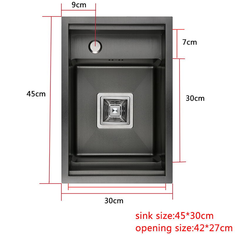 black Hidden Kitchen sink Single bowl Bar Small Size sink Stainless Steel Balcony sinks Concealed black kitchen sink Bar9149051
