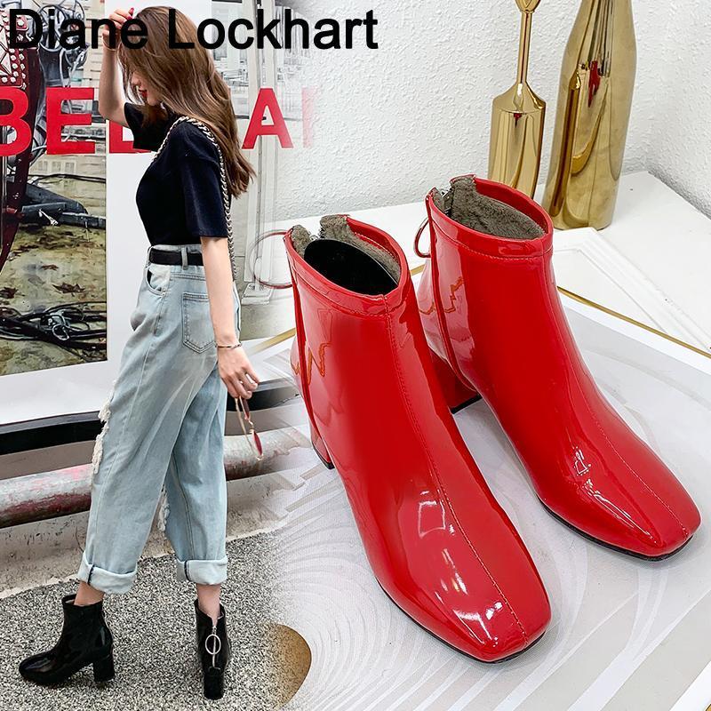 Winter Warm Patent Leather Ankle Boots For Women Square Heel Shoes Zipper Boots Round Toe Woman Booties 2020 Brand white Black1, Pink
Winter Warm Patent Leather Ankle Boots For Women Square Heel Shoes Zipper Boots Round Toe Woman Booties 2020 Brand white Black1, Pink
