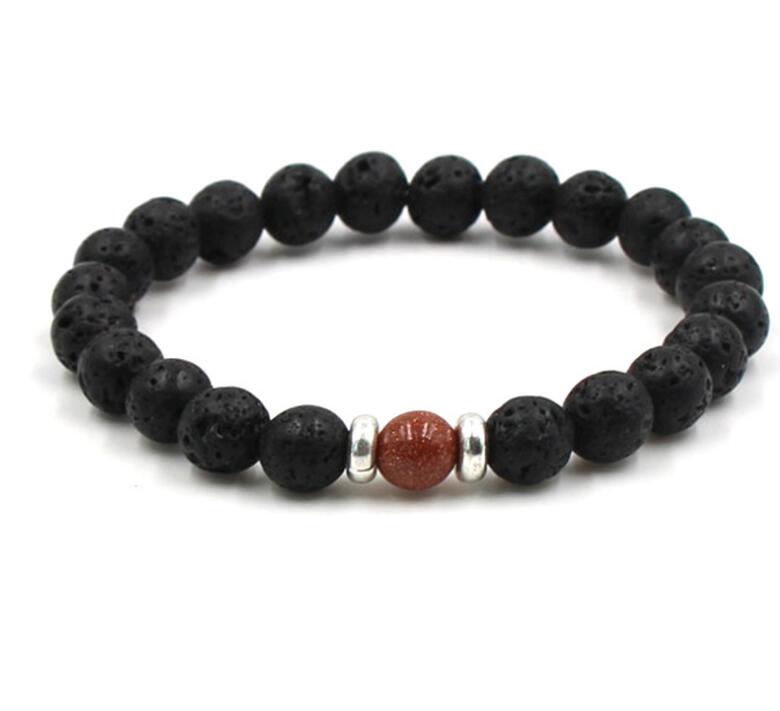 Black Natural Vocanic Rock Beaded Strand Bracelets Chakra Yoga Bracelet Essential Oil Diffuser Bracelets for Men Women Stone Hand Chain Wholesale Pric