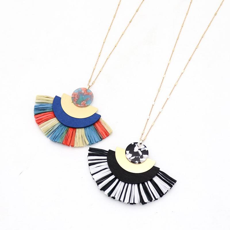 Resin Semicircle Wood Raffia Pendant Tassels Long Chain Sweater Dress Necklace Geometric Body Jewelry
Resin Semicircle Wood Raffia Pendant Tassels Long Chain Sweater Dress Necklace Geometric Body Jewelry