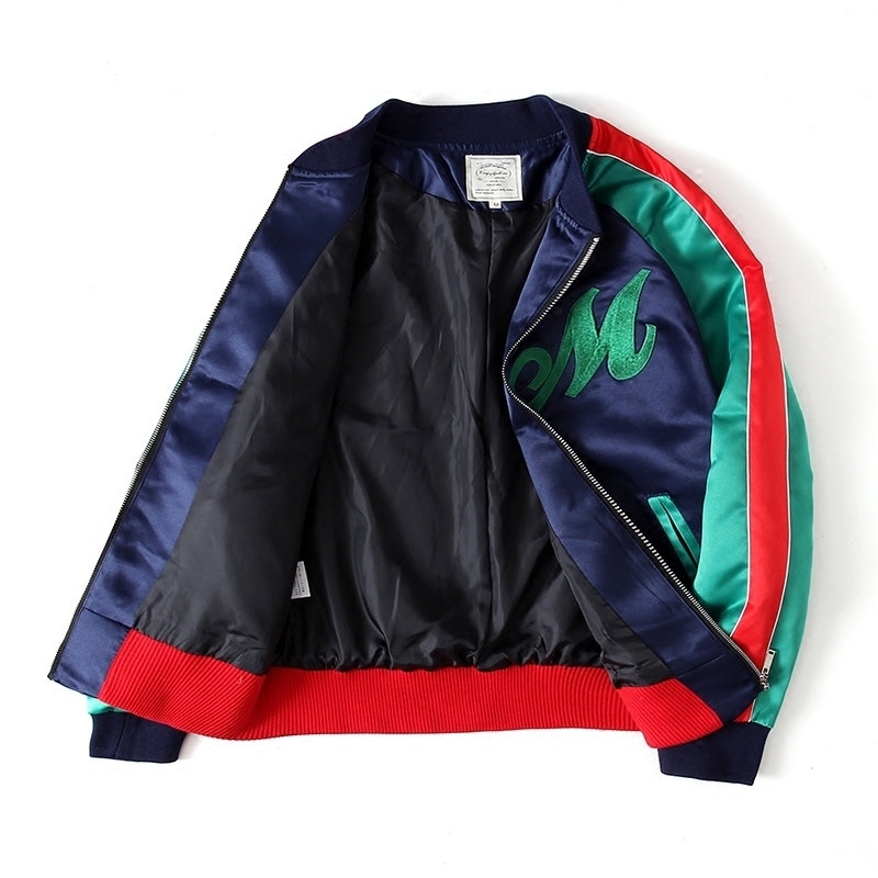 Japanese Style Tiger Embroidery Jacket Men Women Fashion Vintage Baseball Stripe Bomber Jackets 201130