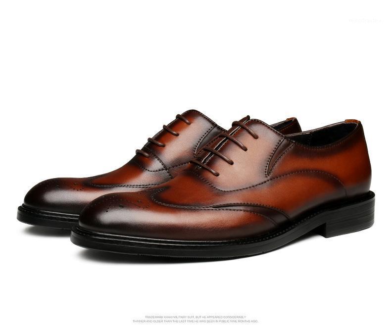 Men's Leather Shoes Business Dress Shoes Men's Varved Style Comfortable Wedding Wear Wedding1, Black