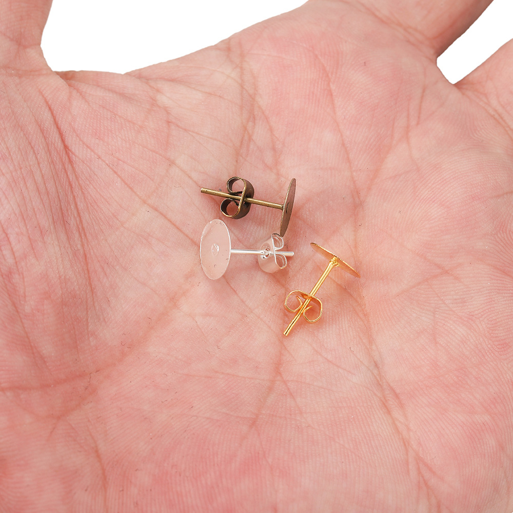 5mm jewelry Components Gold silver Blank Post Earring Studs Base Pins With Earring Plug Ear Back